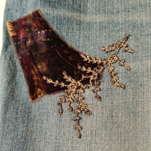 Ralph Lauren Distressed Light Blue Patchwork Jeans - Picture 5 of 14